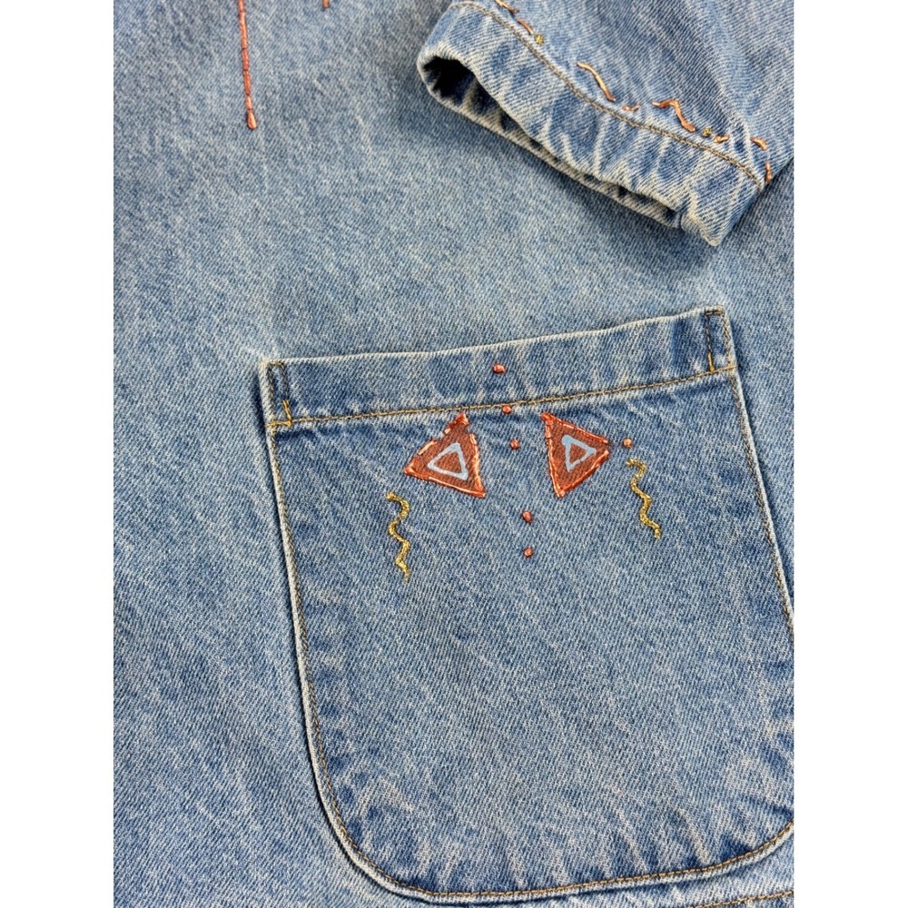 Sunbelt Sportswear Vintage Denim Southwestern Blazer Jacket Blue Embroidered Xl - Picture 4 of 9